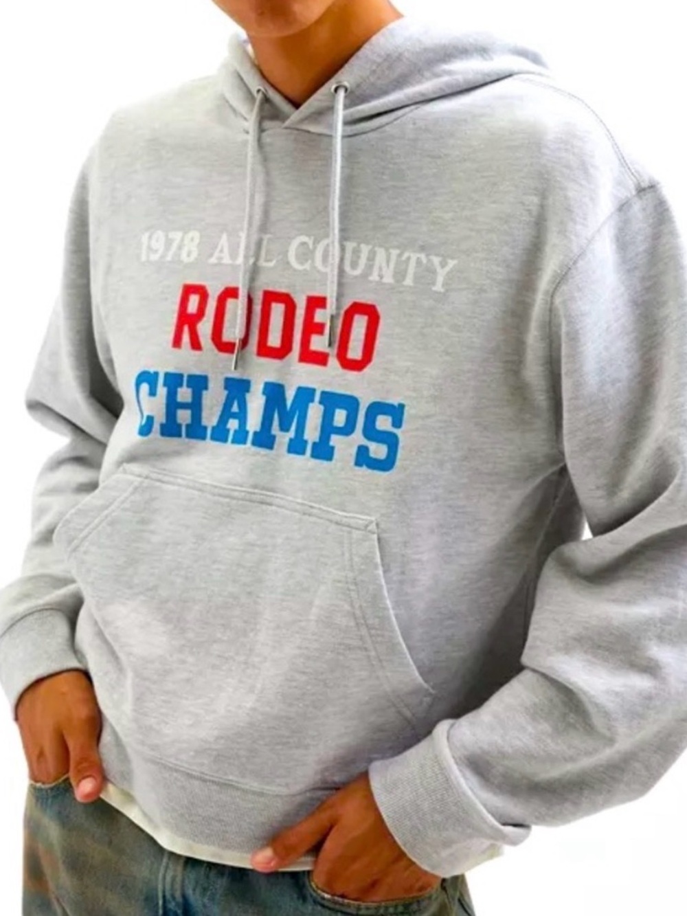 NWT BDG Urban Outfitters Gray 'Rodeo Champs' Graphic Hoodie Sweatshirt Sz Small